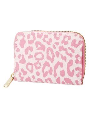 Pink Leopard Print Wallet RFID Blocking PU Material Purse w/ Zipper Closer NEW